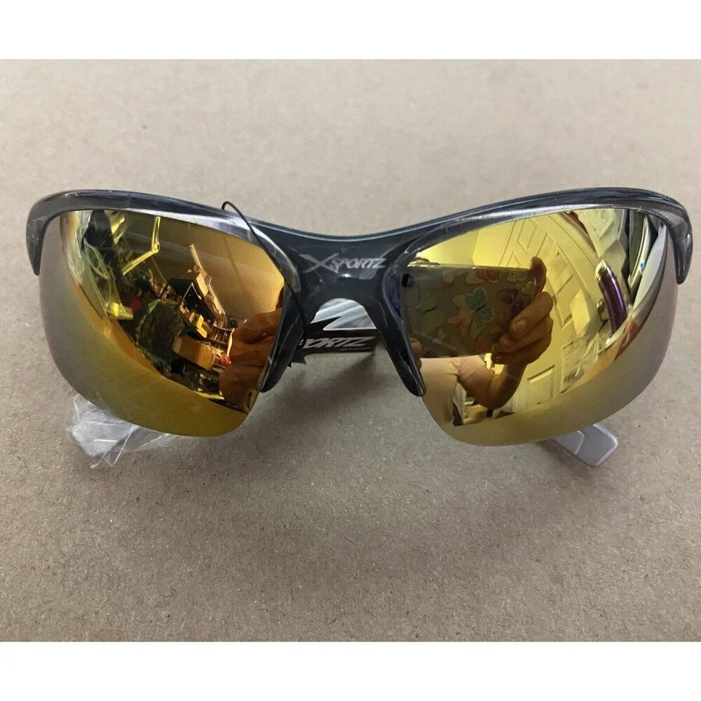 Xsportz Mens Gold Mirror Sport Semi Rimless Running Jogging Plastic sunglasses